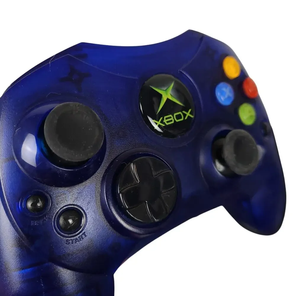 Original Microsoft Xbox Controller Type S Wired Translucent Blue OEM